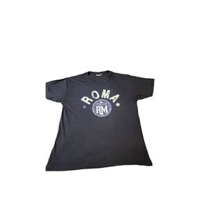 Smarter all cotton knitwear black short sleeve roma italia tee t-shirt L